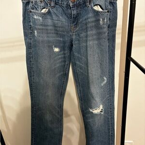 J. Crew Women's Distressed Blue Straight Leg Jeans
